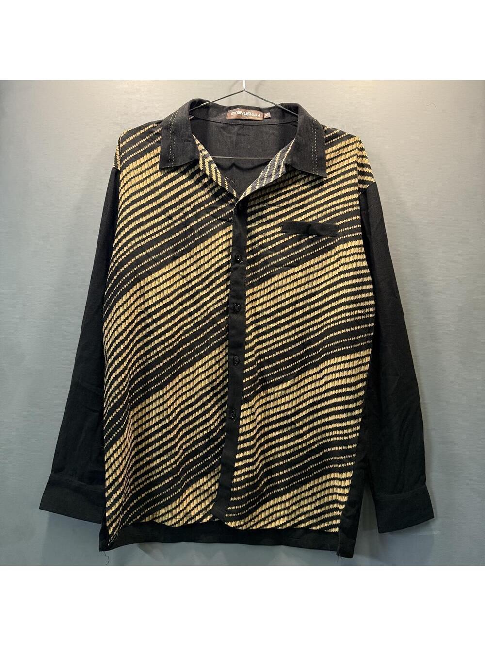 Y2K Mingyushijia Italy Style Black Gold Textured Button Up